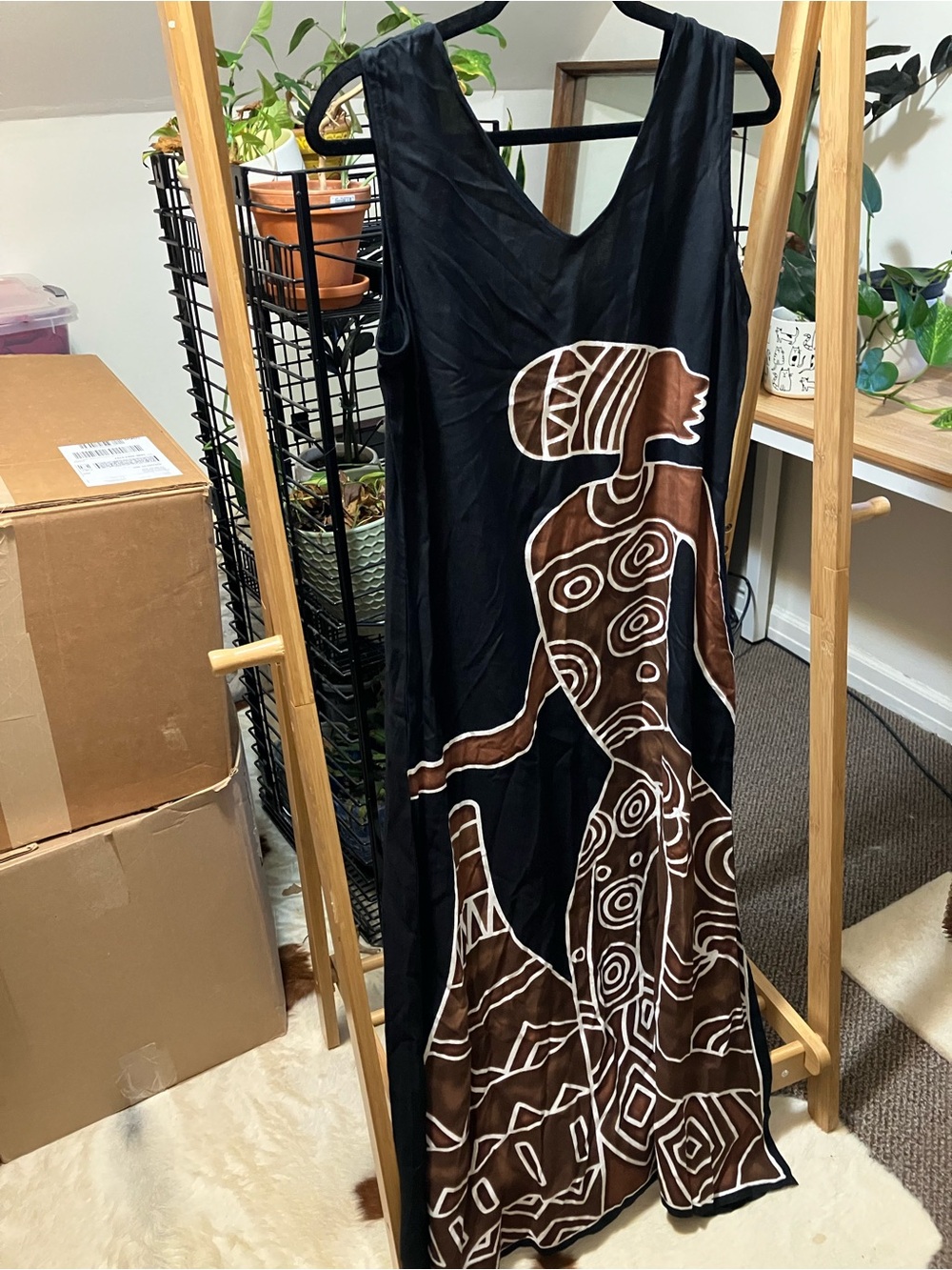 Batik Black Maxi Dress with pockets - like new, size M